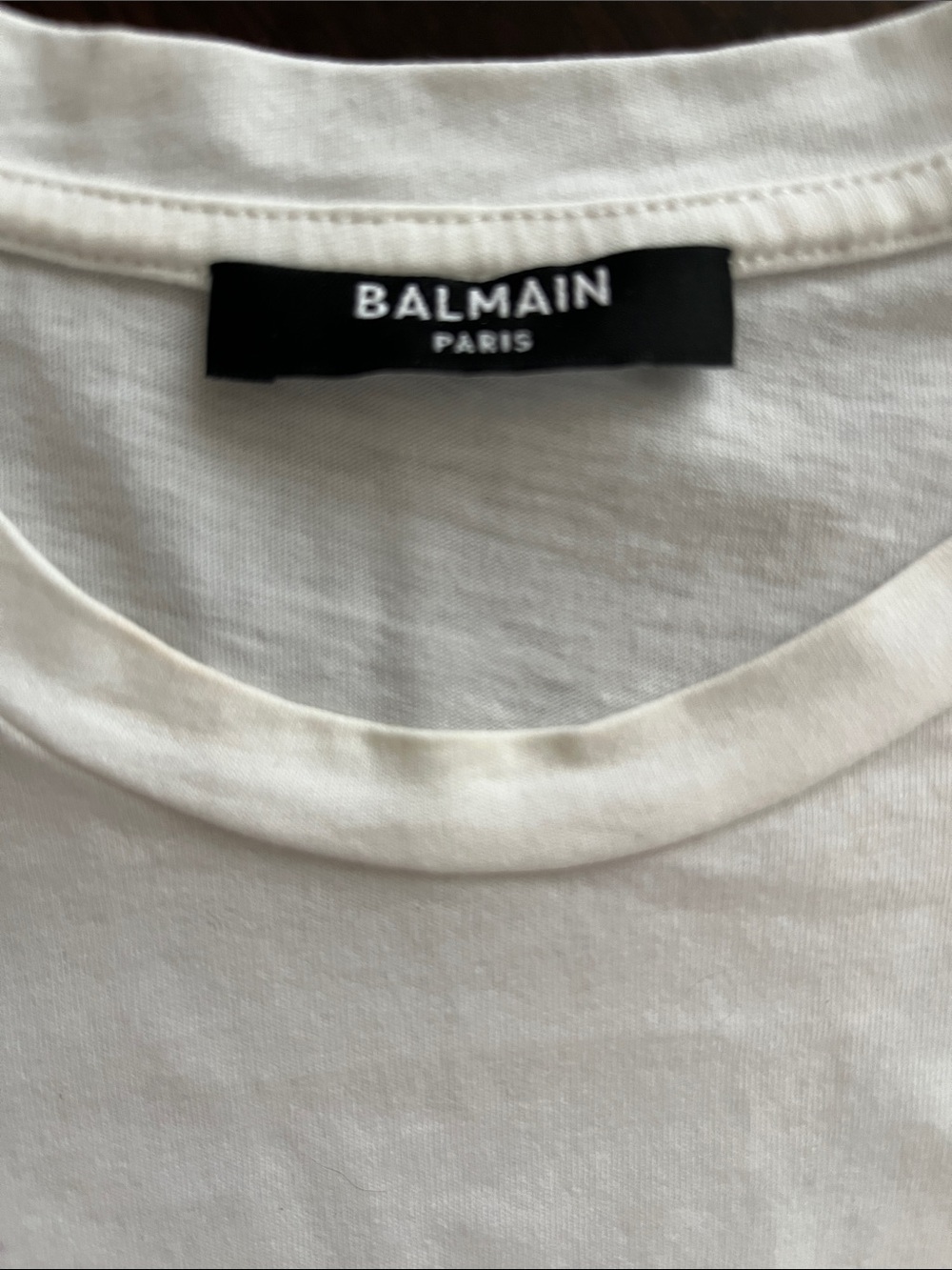 Balmain White Tee with Pink Logo and Gold Buttons - Picture 5 of 7